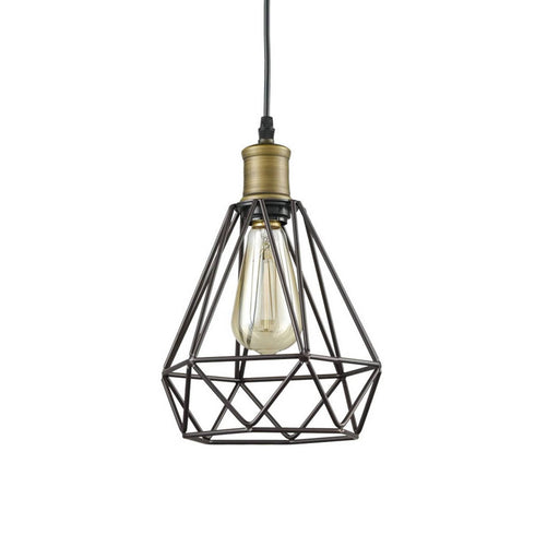 Farmhouse Plug-in Pendant Light Polygon Cage Shade