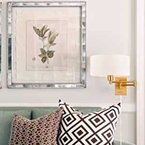 Farmhouse Wall Sconces Plug in Set of Two Brass Swing Arm Wall Lamp with Fabric Shade