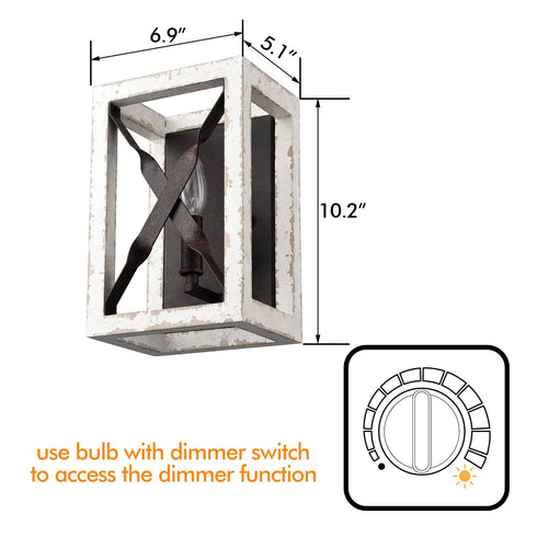 Farmhouse Rustic Wall Sconce 1-Light Mail Box Wooden Wall Lamp