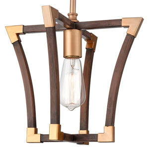 Farmhouse Semi Flush Ceiling Light Rustic Wood Grain Finish