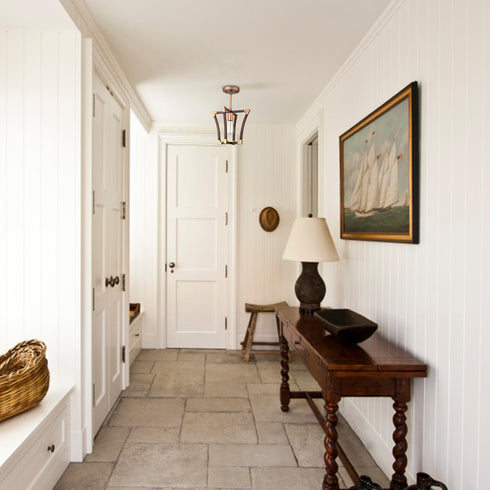 Farmhouse Semi Flush Ceiling Light Rustic Wood Grain Finish