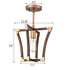 Farmhouse Semi Flush Ceiling Light Rustic Wood Grain Finish
