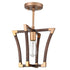 Farmhouse Semi Flush Ceiling Light Rustic Wood Grain Finish