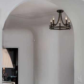 Ustica Acireale Farmhouse Semi Flush Mount Ceiling Light Bronze 5-Light Ceiling Chandelier