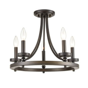 Ustica Acireale Farmhouse Semi Flush Mount Ceiling Light Bronze 5-Light Ceiling Chandelier