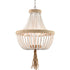 Farmhouse White Wood Beaded Chandeliers Large Dining Room Pendant Chandelier