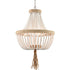 Farmhouse White Wood Beaded Chandeliers Large Dining Room Pendant Chandelier