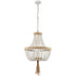 Farmhouse White Wood Beaded Chandeliers Large Dining Room Pendant Chandelier