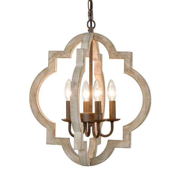Farmhouse White Wood Chandeliers Orb Dining Room Chandelier