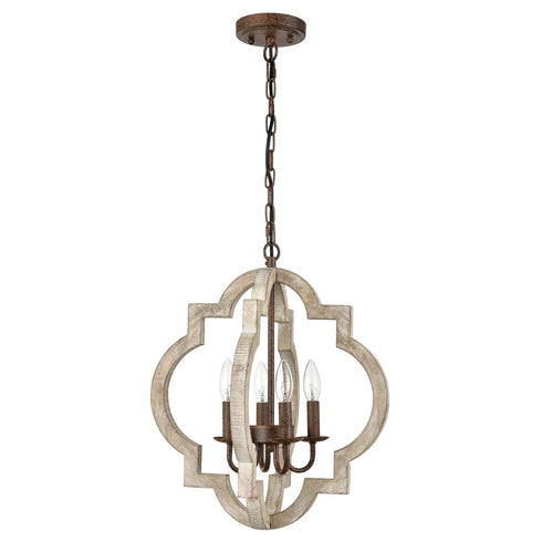 Farmhouse White Wood Chandeliers Orb Dining Room Chandelier