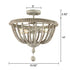 Farmhouse Wood Beaded Semi Flush Mount Ceiling Lights Grey