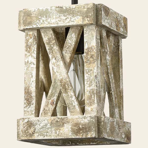 Farmhouse Wood Pendant Light Fixture Black Finish