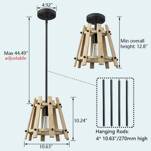 Farmhouse Wood Pendant Lighting for Kitchen Island