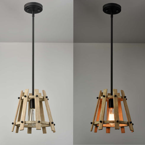 Farmhouse Wood Pendant Lighting for Kitchen Island