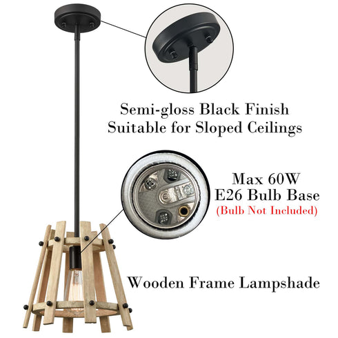 Farmhouse Wood Pendant Lighting for Kitchen Island