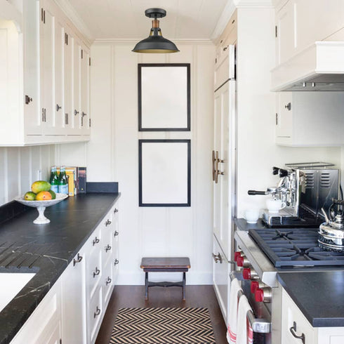 Farmhouse Semi Flush Mount Ceiling Light Black and Gold