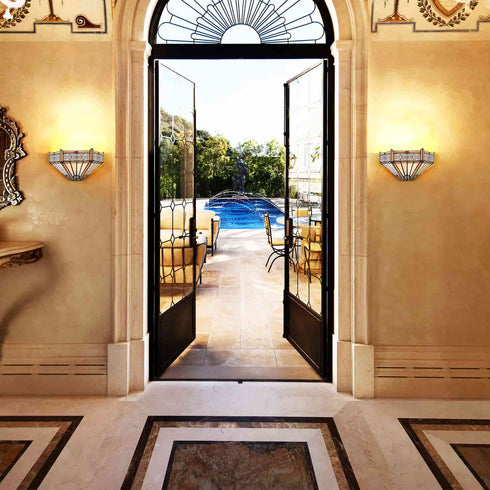 Tiffany Wall Light Fixture 12" Wide Stained Glass Sconce