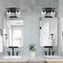 2-Light Bathroom Vanity Lighting Clear Glass Wall Sconces Matte Black