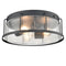 Industrial 3-Light Glass Flush Mount Ceiling Light,Matte Black Finish