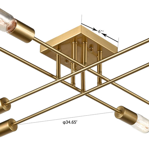 Modern 8-light Metal Gold Ceiling Light Fixture for Living Room