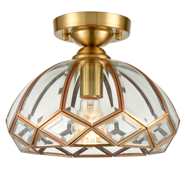 Dome-Shaped, Vintage, Glass Ceiling Light Fixture