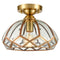 Dome-Shaped, Vintage, Glass Ceiling Light Fixture