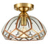 Dome-Shaped, Vintage, Glass Ceiling Light Fixture