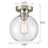 Glass Globe Shade Ceiling Light Fixture Brushed Nickel Flush Mount Ceiling Lights