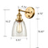 Glass Wall Sconce Industrial Brass Hardwired and Plug-in Wall Light-2 Pack