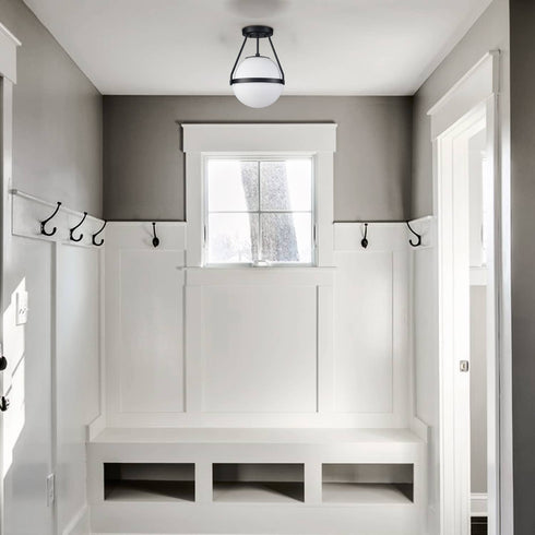 Globe Semi Flush Ceiling Light Black