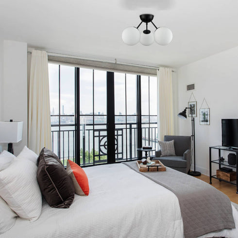 Globe Sputnik Chandelier Black Ceiling Light- 3 Light