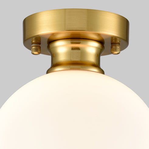 Gold Ceiling Light Fixture Flush Mount Light with Milk Opal Glass Shade