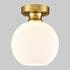 Gold Ceiling Light Fixture Flush Mount Light with Milk Opal Glass Shade