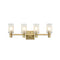 Modern Brass Bathroom Vanity Lighting with Frosted Glass - 4 Light