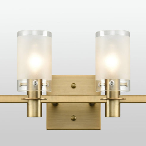Modern Brass Bathroom Vanity Lighting with Frosted Glass - 4 Light