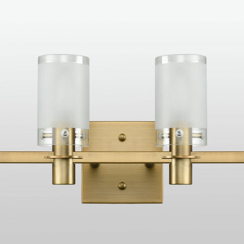 Modern Brass Bathroom Vanity Lighting with Frosted Glass - 4 Light