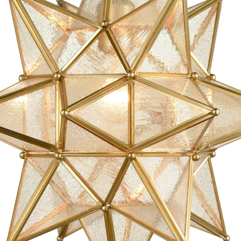Marciana Gold Moravian Star Pendant Light with Seeded Glass 15 Inches
