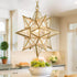 Marciana Gold Moravian Star Pendant Light with Seeded Glass 15 Inches