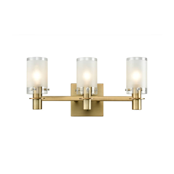 Modern Brass Bathroom Vanity Lighting with Frosted Glass - 3 Light