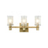 Modern Brass Bathroom Vanity Lighting with Frosted Glass - 3 Light