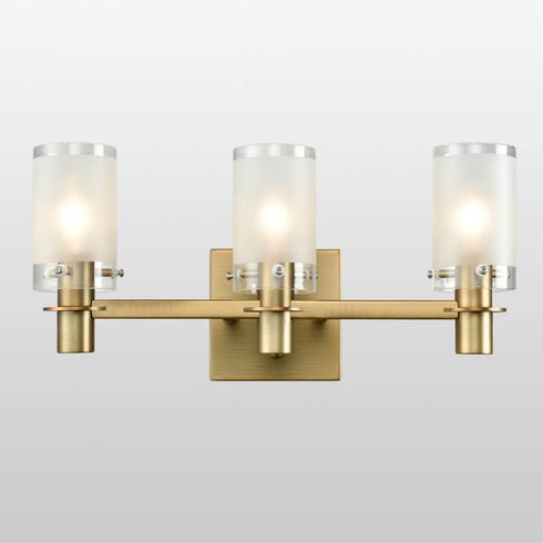 Modern Brass Bathroom Vanity Lighting with Frosted Glass - 3 Light
