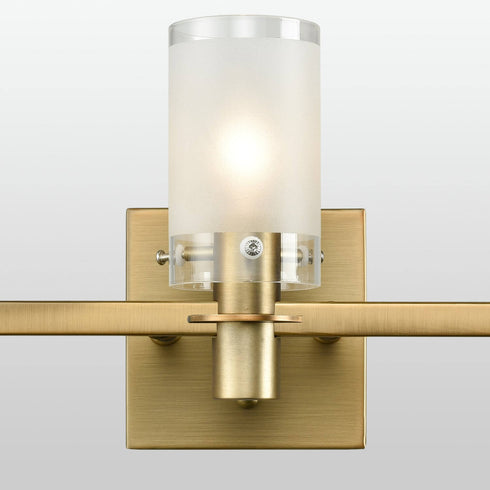 Modern Brass Bathroom Vanity Lighting with Frosted Glass - 3 Light