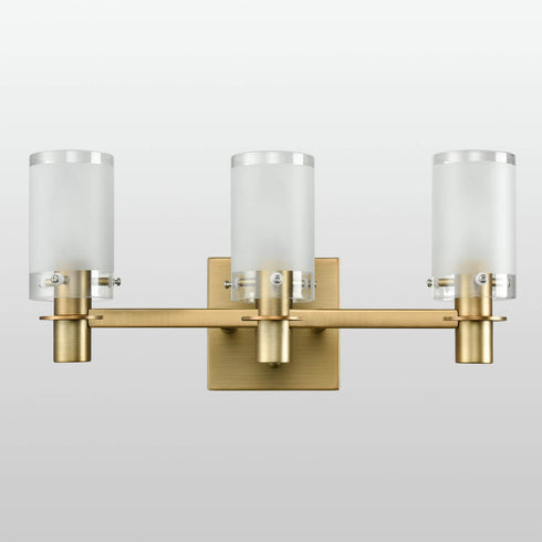 Modern Brass Bathroom Vanity Lighting with Frosted Glass - 3 Light