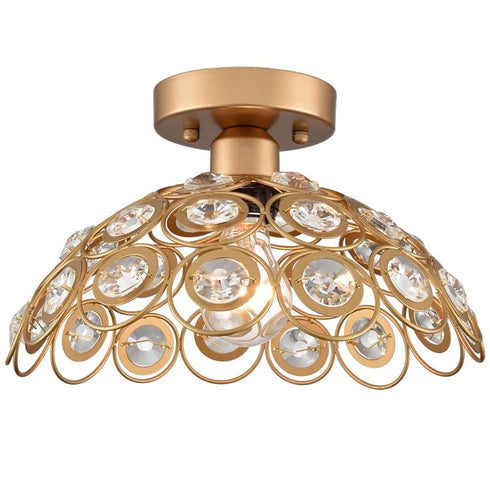 Gold Semi Flush Mount Ceiling Light Crystal Ceiling Hallway Light Fixtures