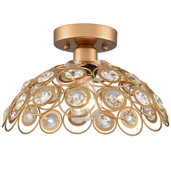 Gold Semi Flush Mount Ceiling Light Crystal Ceiling Hallway Light Fixtures