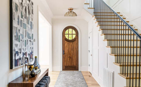 Gold Semi Flush Mount Ceiling Light Crystal Ceiling Hallway Light Fixtures