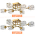 Trieste Gold Semi Flush Mount Ceiling Light Glass Shade Ceiling Sputnik Chandelier