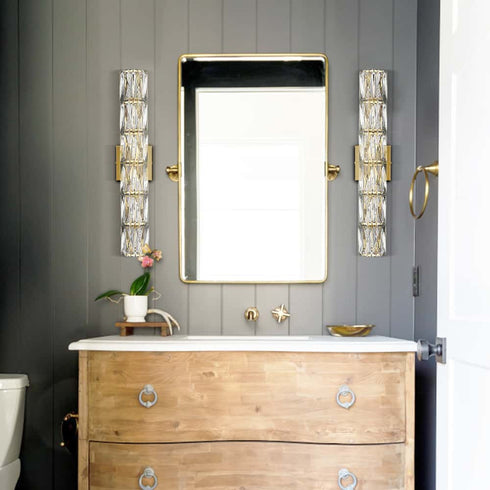 Gold Wall Sconce Modern 6-Light Crystal Light Bathroom Wall Lighting