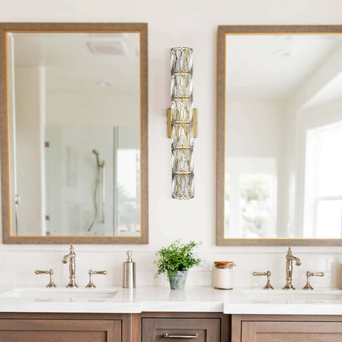 Gold Wall Sconce Modern 6-Light Crystal Light Bathroom Wall Lighting