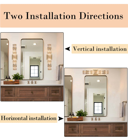 Gold Wall Sconce Modern 6-Light Crystal Light Bathroom Wall Lighting